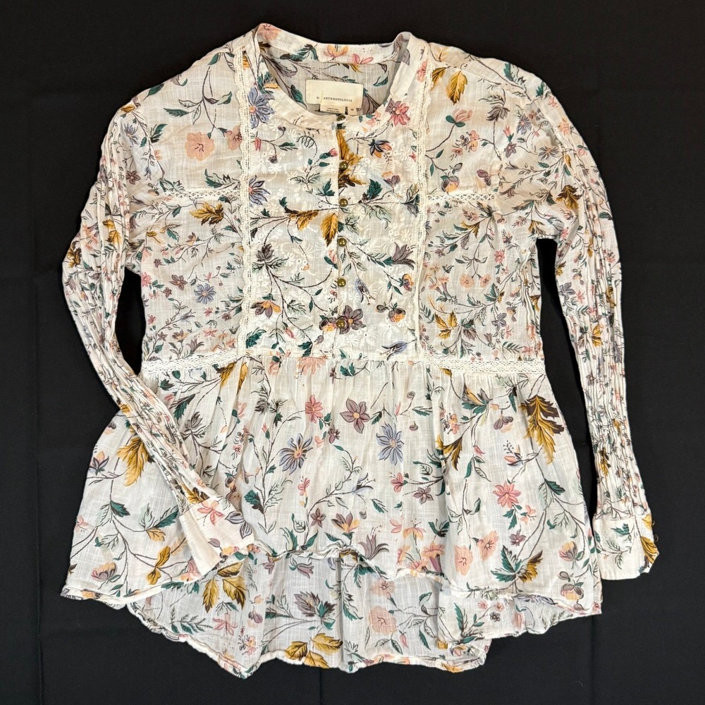 Anthropologie Floral Lace Blouse XS